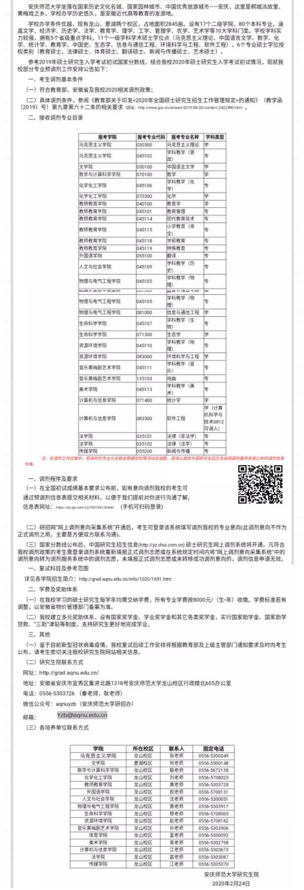 安庆师范大学2020年考研预调剂公告.jpg 安庆师范大学2020年考研预调剂公告.jpg